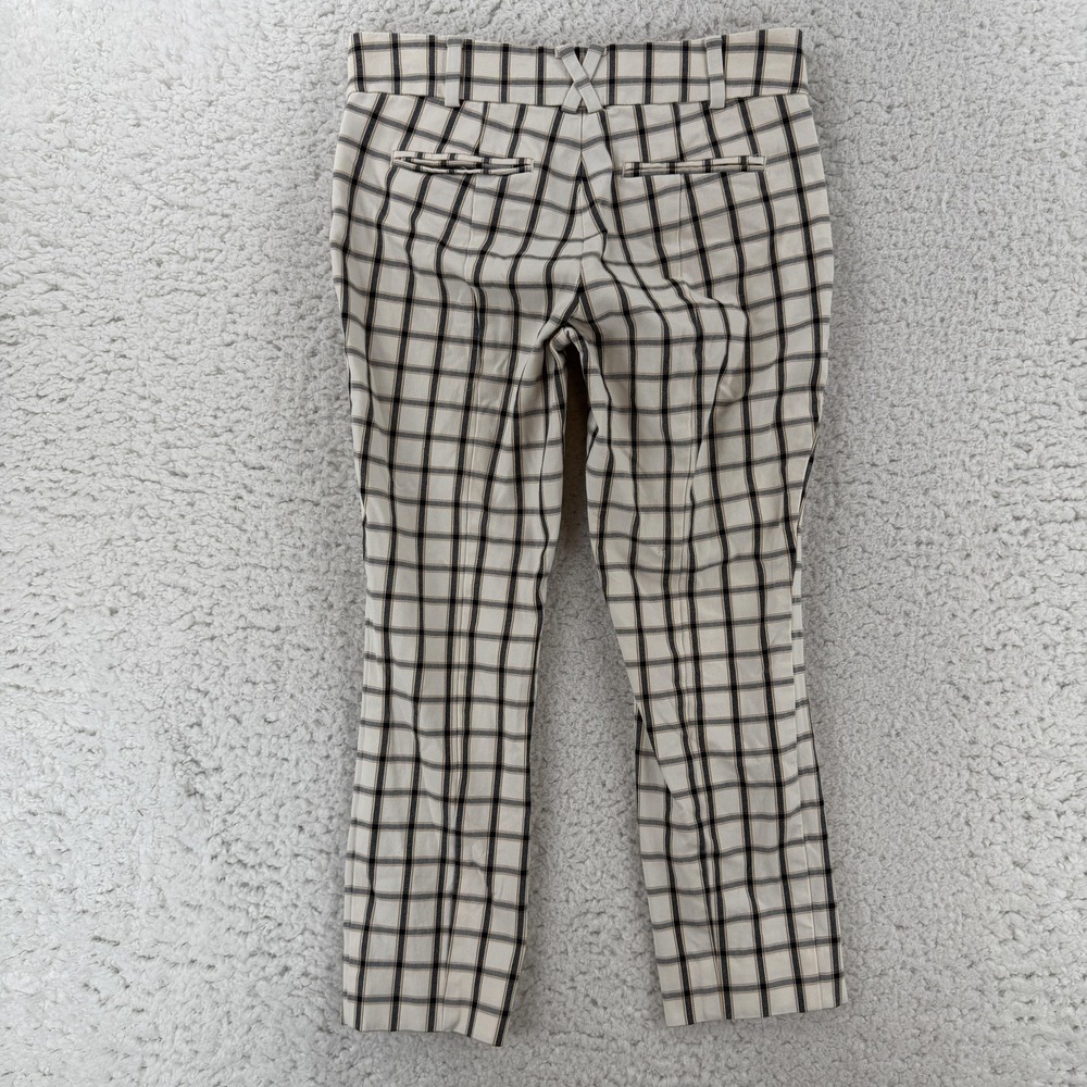 Anthropologie Dress Pants Womens 2P White Plaid Essential Slim Cropped 28x22 NWT - Picture 2 of 8